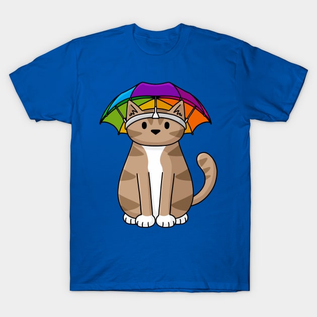 Umbrella Hat Cat T-Shirt by Doodlecats 